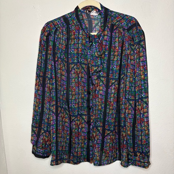 Vintage 1970s John's Girl Collectibles Stained Glass Pattern top Size 42 (L/XL) - Picture 1 of 7